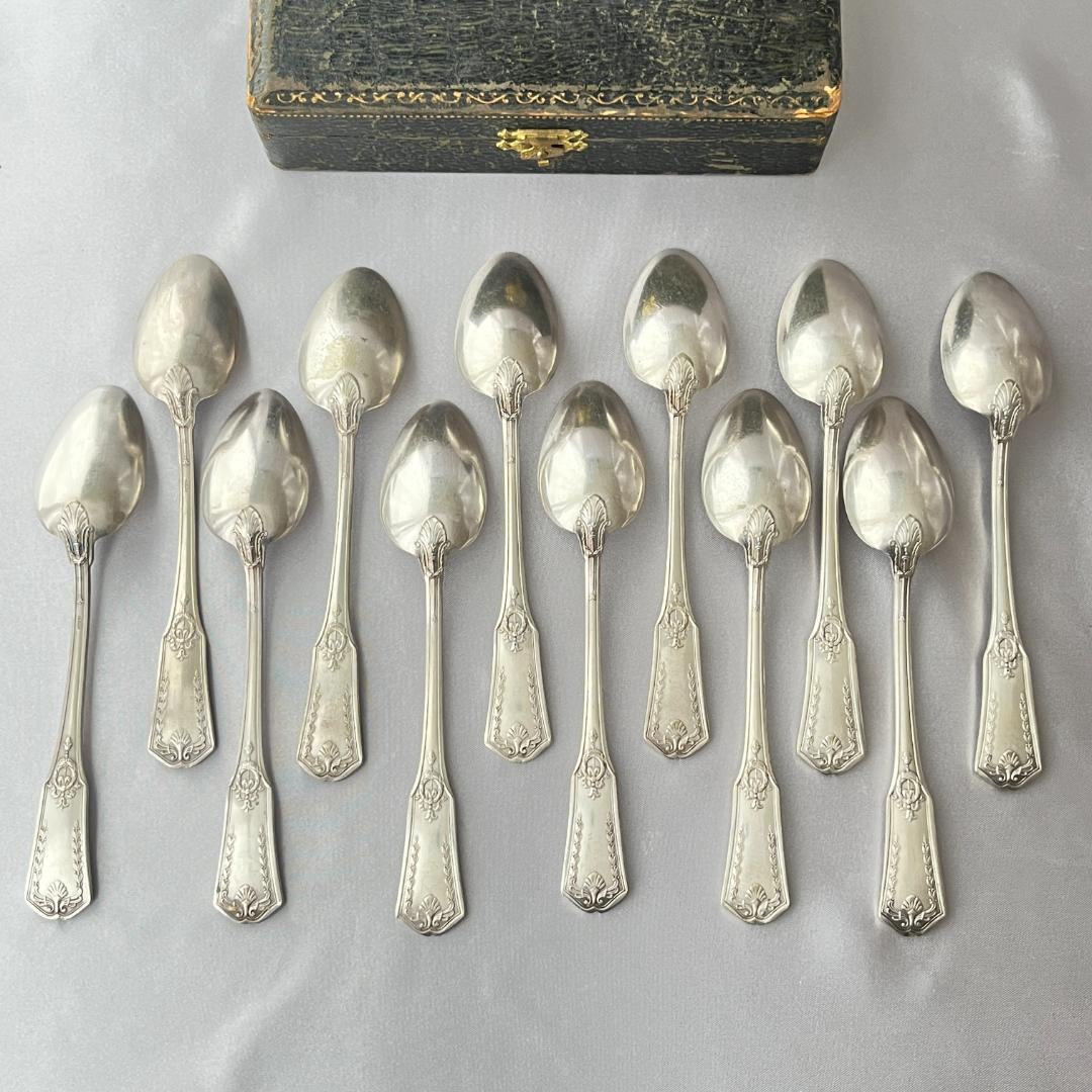 【仏蘭西】 帝政様式 コーヒースプーン 12本【シルバープレート】 14.5cm
