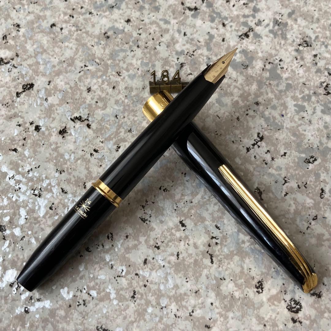 #184オーバーホール済み 万年筆 PLATINUM ショート 14k