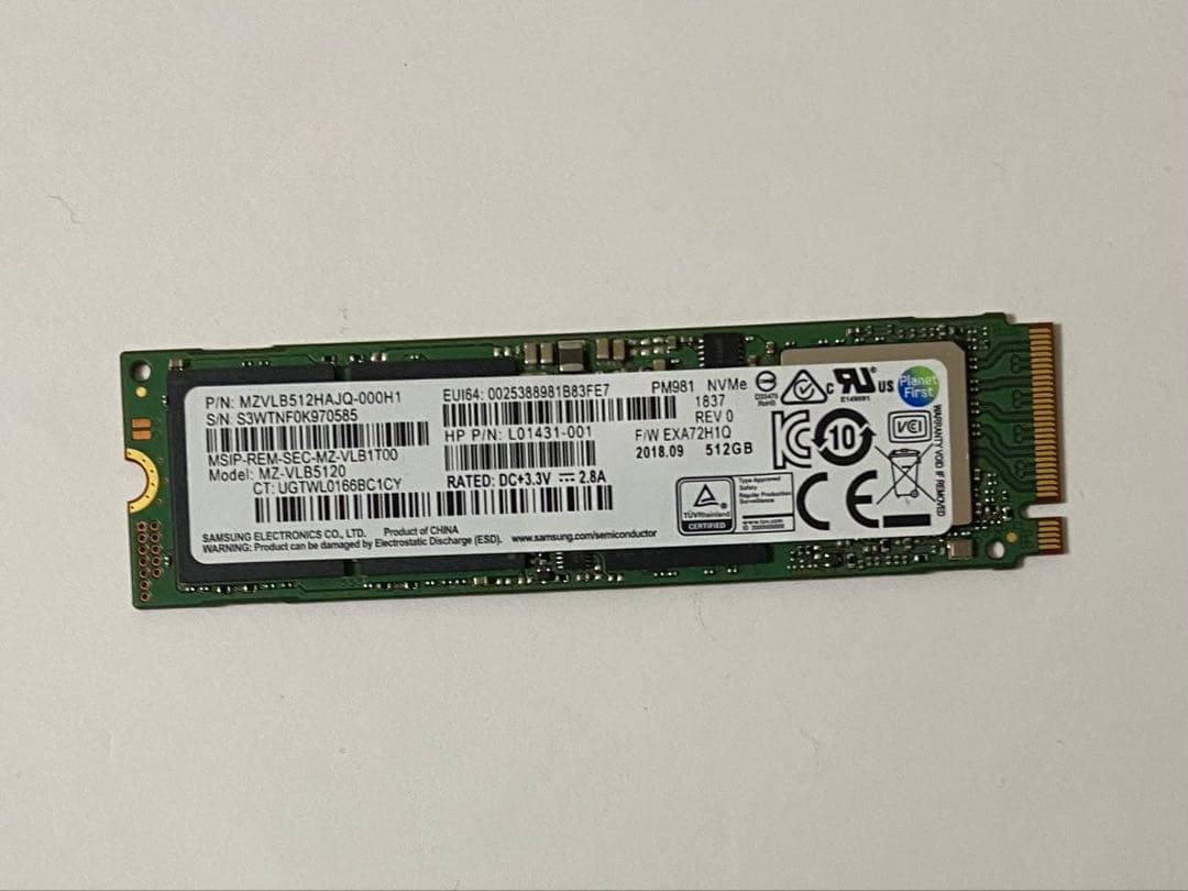 SAMSUNG M.2 NVMe 内蔵型SSD 512GB 5308時間動作品