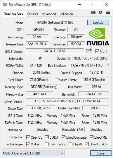 グラフィックボード・グラボ・ビデオカード GEFORCE GTX980 4GB
