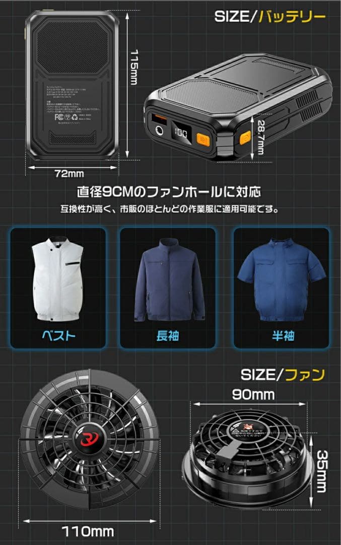 空調ファンバッテリーセット 空調 バッテリー　ファンバッテリー　22V