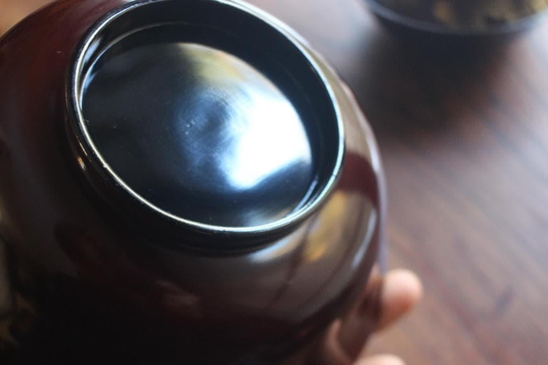 時代逸品！風情ある栗色漆に極上牡丹蝶蒔絵の映える大椀2点（検輪島塗蒔絵椀雑煮椀