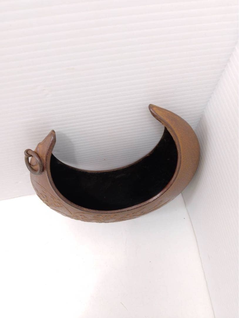 南部鉄器 鋳物 三日月型 吊り花器 ＆ 手長猿 自在鉤 3点セット 吊り下げ