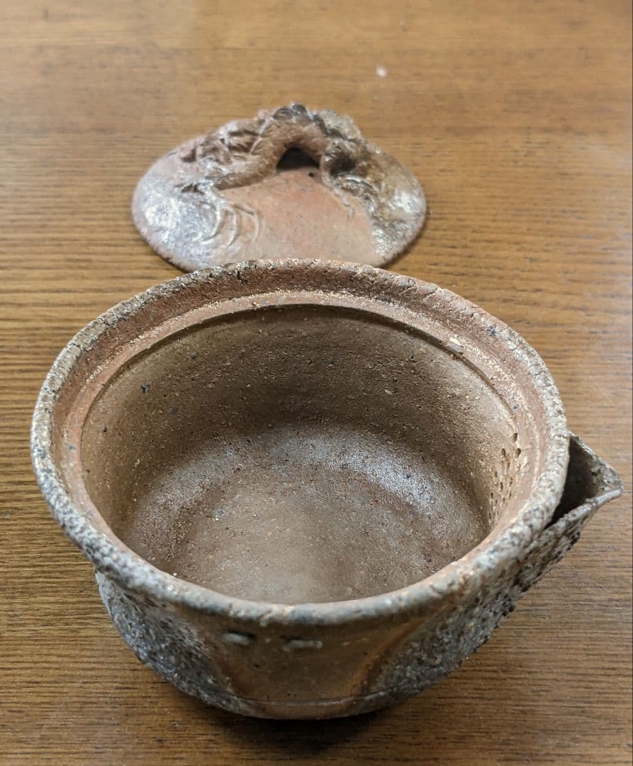 初代大饗仁堂【備前焼】手造宝瓶　龍　手造茶器 在銘 共箱 古美術品