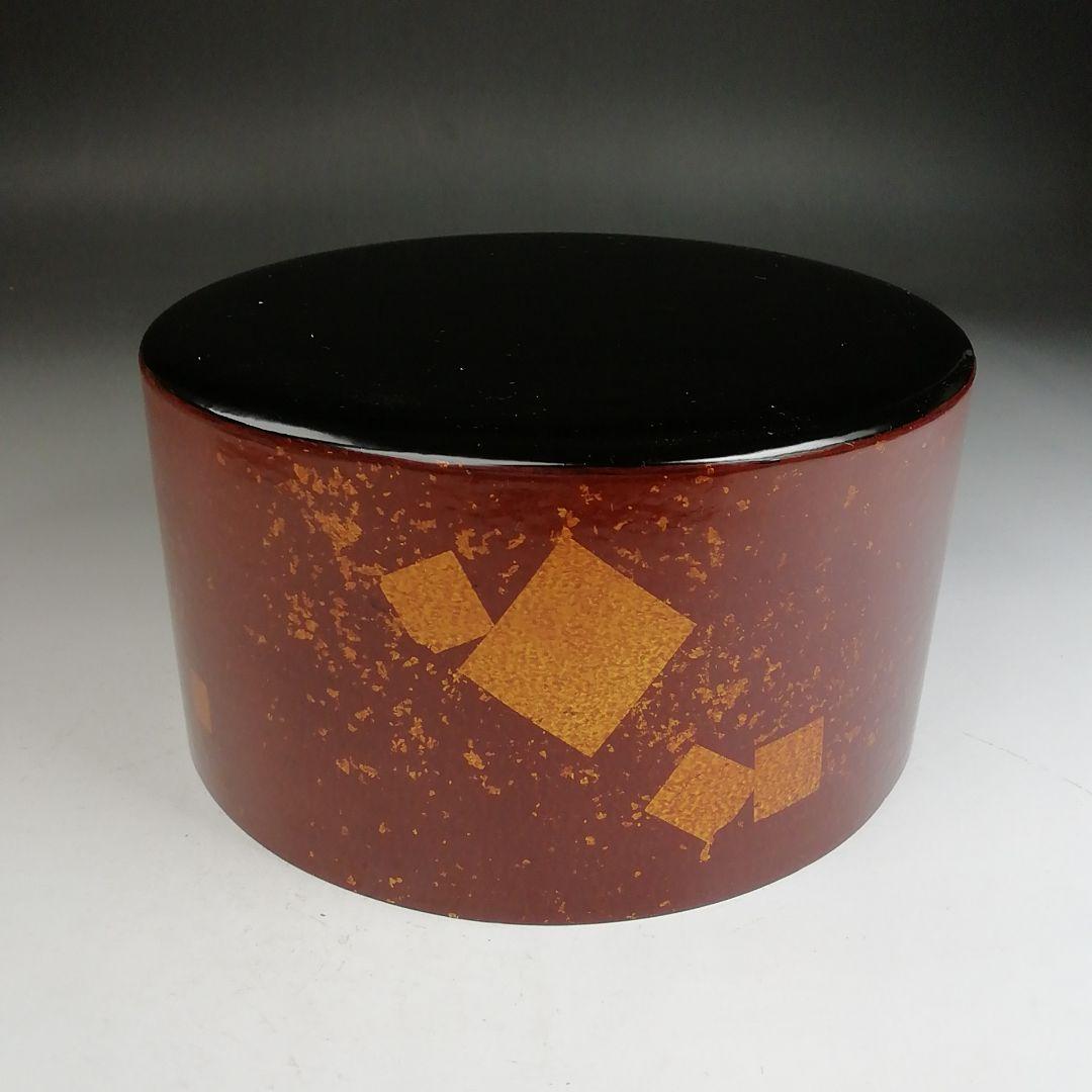 Ｗ２８７　建水　『一閑塗　切箔ちらし』『曲建水』『漆匠　鈴木表朔 造』　共箱
