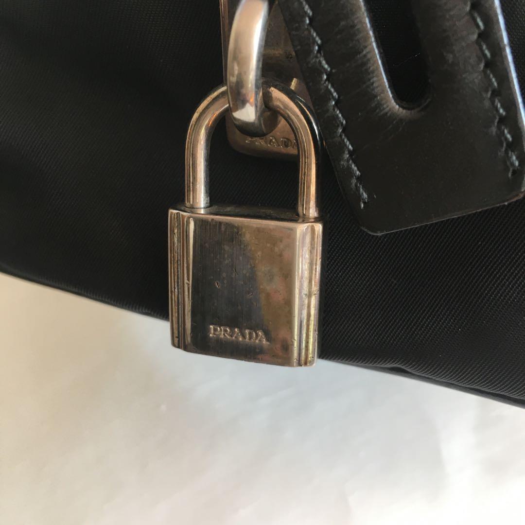 PRADA 　プラダ　ナイロンレザーミニボストンバッグ　ブラック