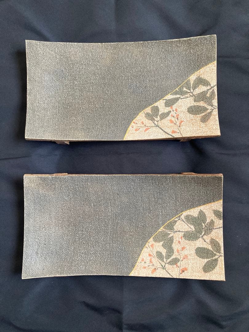名工【伊藤東彦】布目彩泥 角皿 笠間の巨匠 芸術的な布目の陰影 飾り皿