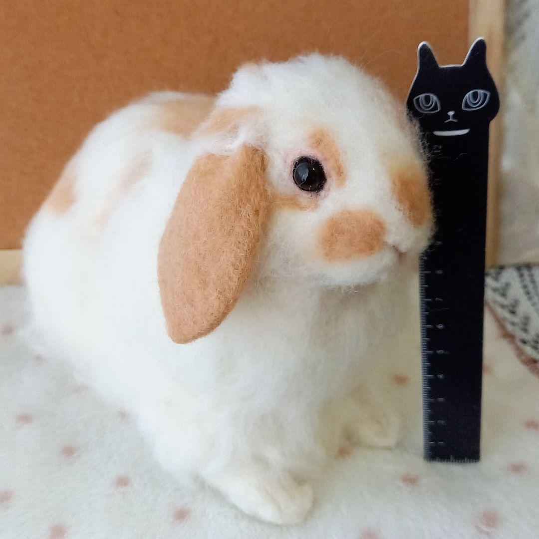 ロップイヤー ブロークンオレンジ 全身 羊毛フェルト ハンドメイド インテリア