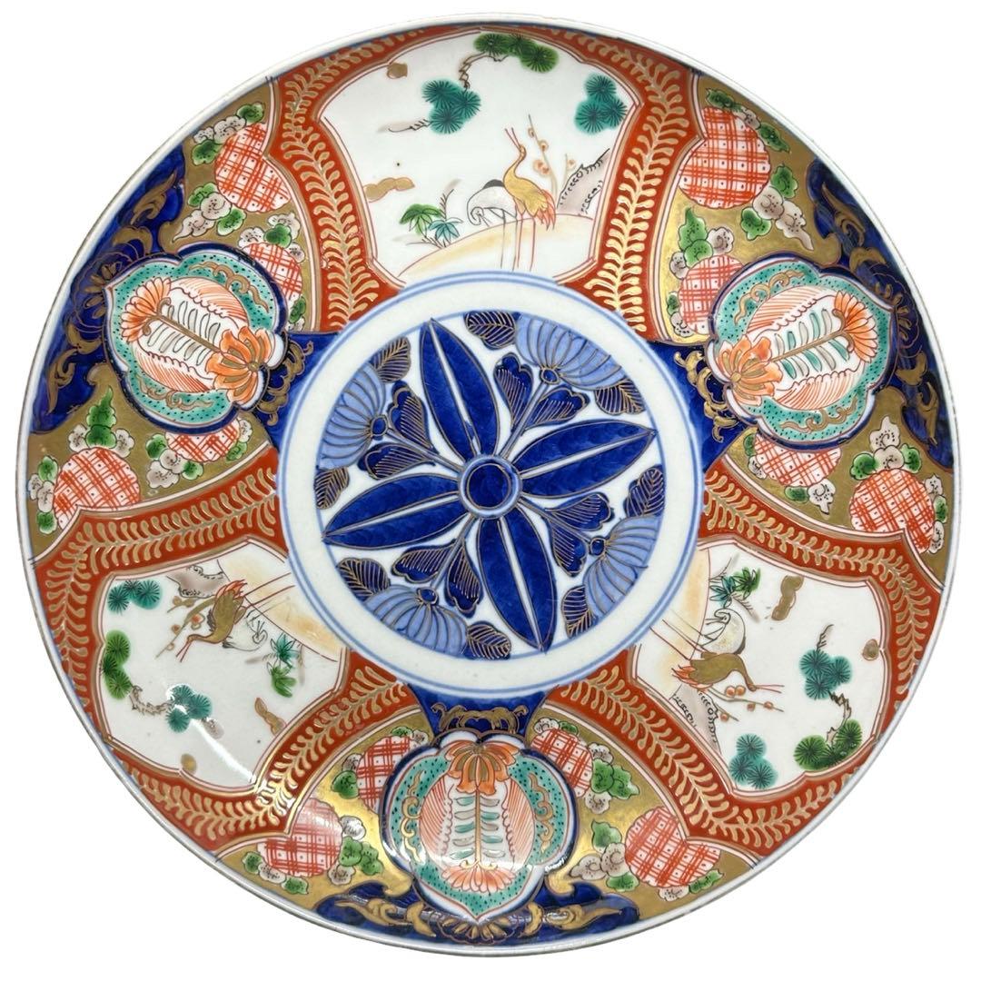 ★ 古伊万里 金彩 色絵 鶴に花図 皿 6枚/食器！★
