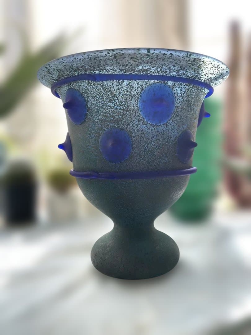 岩田久利（1925~1994年）「突起の付いたガラス脚付杯」花器