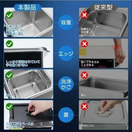 Imspace 超音波洗浄機 2.2L 超音波洗浄器 家庭用 40kHz