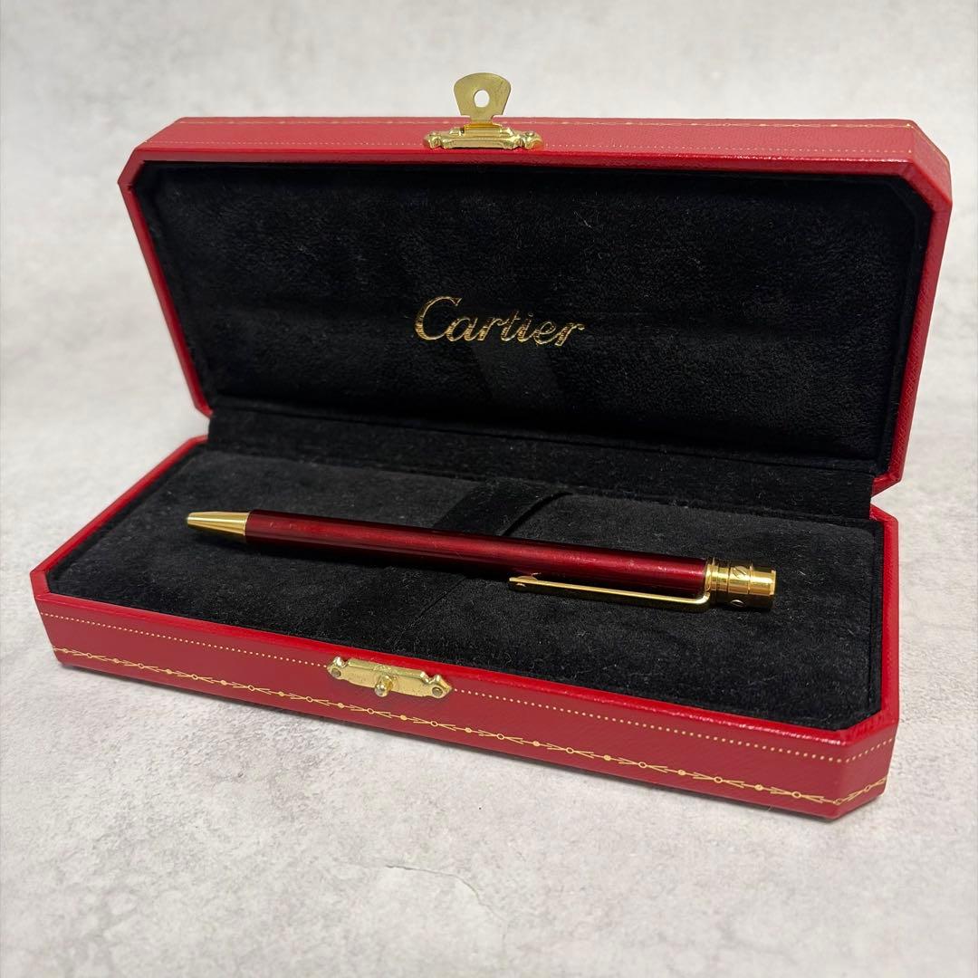 カルティエ サントスドゥカルティエローラーボールペン ボルドー　箱付き