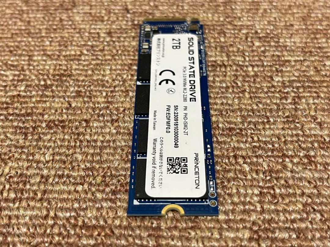 未使用 m.2 2TB 高速 SSD NVMe PHD-ISM2 プリンストン