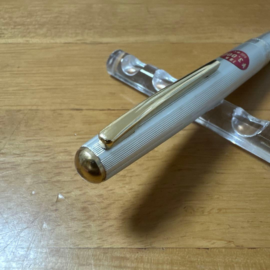 新品 廃盤 PLATINUM プラチナ 万年筆 ポケット 18k 細軟 シルバー