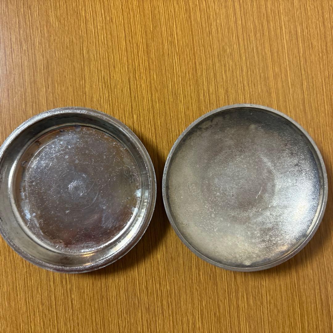 花と竹の彫刻 金属製トレイ
