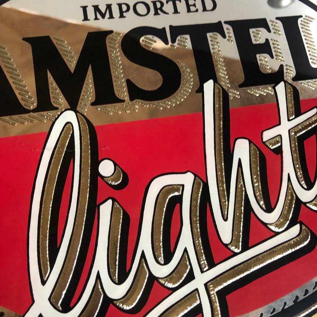 アメリカUSオランダビールアムステルライトビンテージ木枠パブミラーサイン50cm