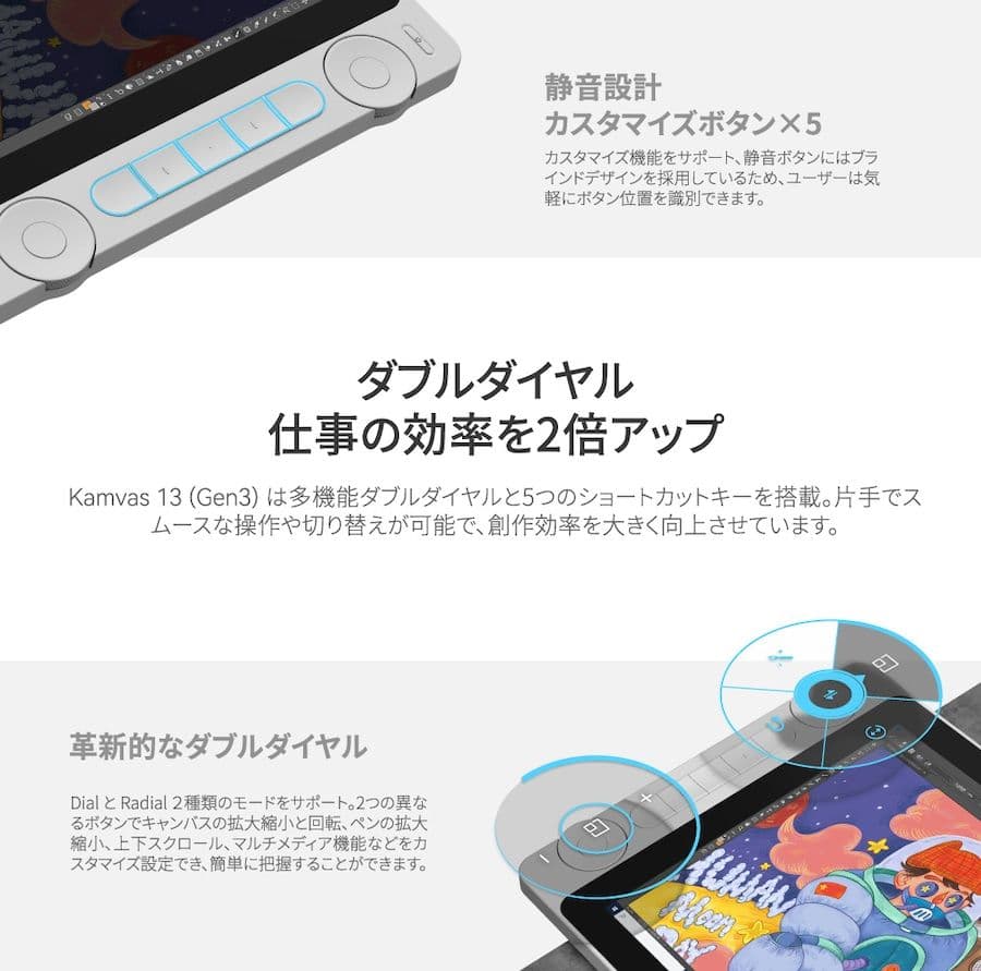 HUION 液タブ KAMVAS 13 (Gen3) - 日本・台湾限定版