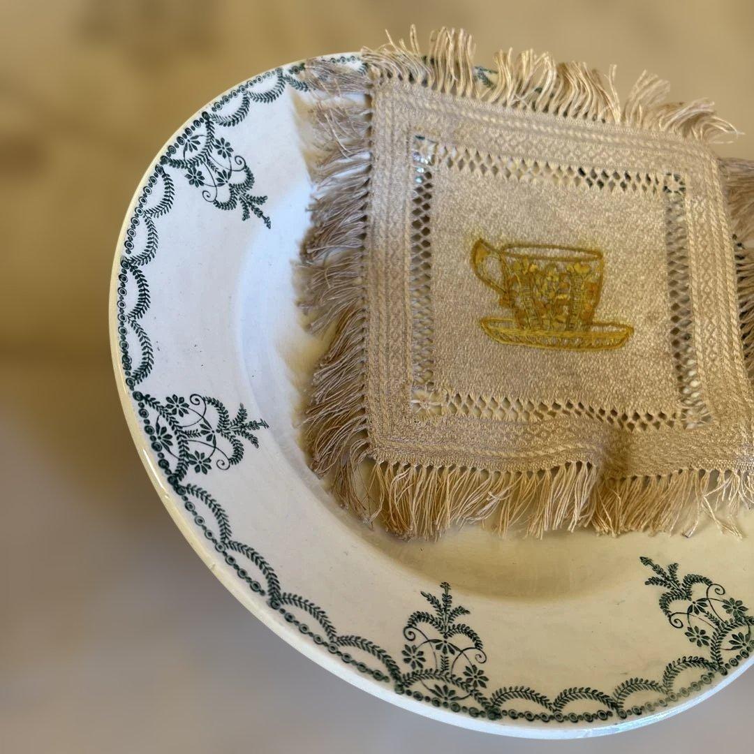 694フランス花模様の陶器皿 1920年ーアンティークプレートスープ
