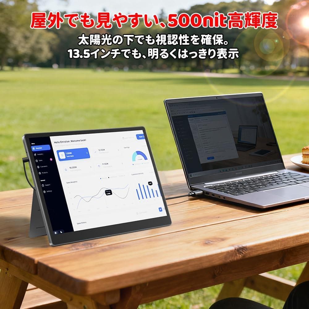 HAILESI S135 モバイルモニター 13.5型 2K 高輝度