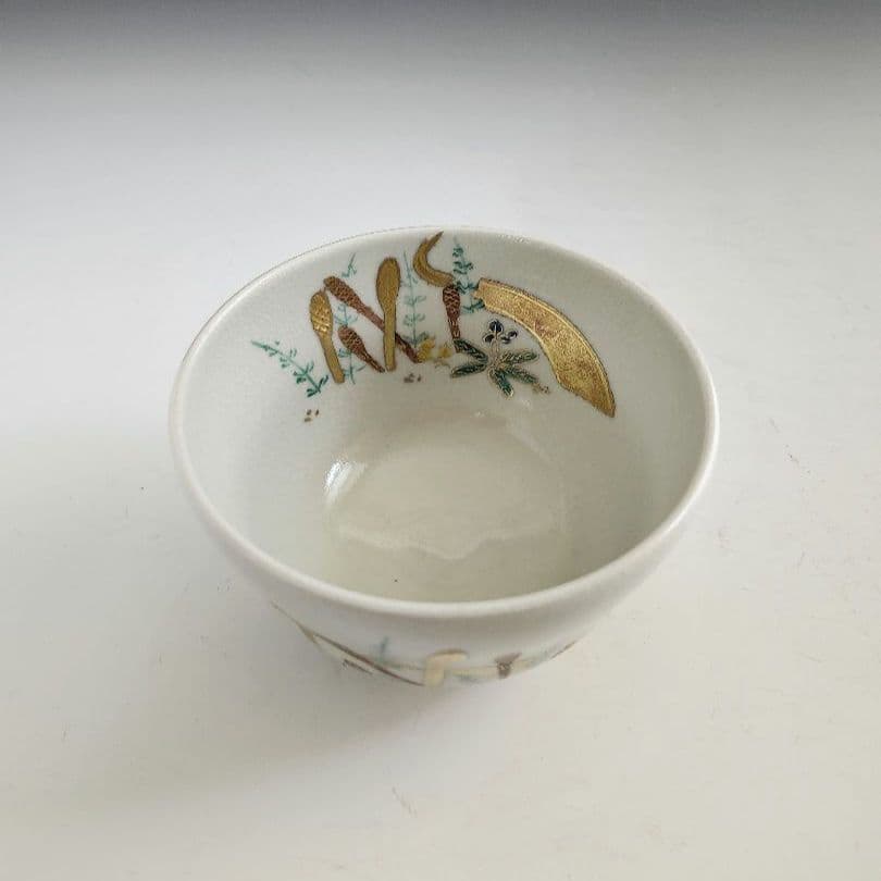 抹茶茶碗　茶碗　木箱入　外箱あり　紙箱付　仁清写　春の道　永豊作　京焼