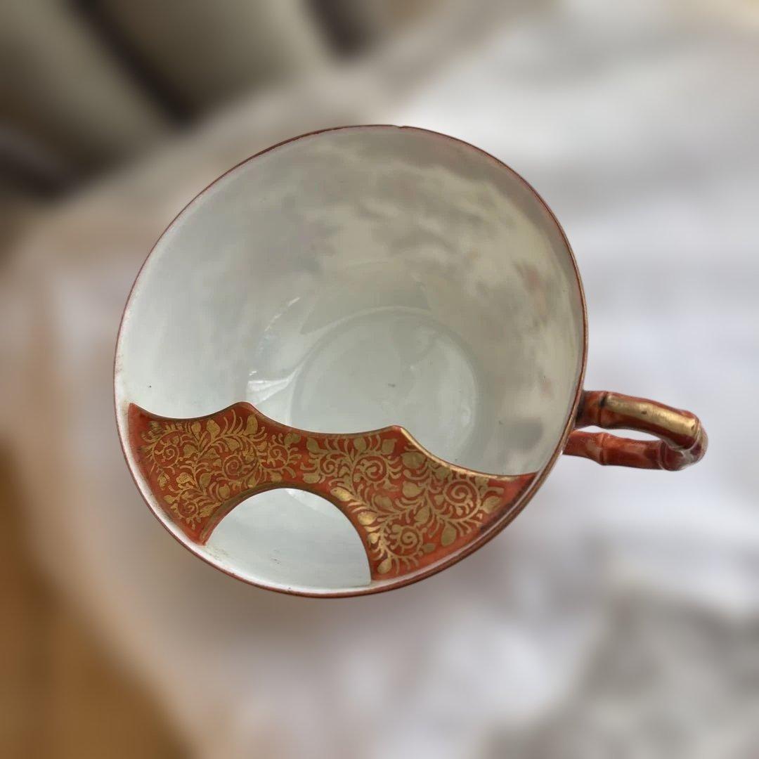 特別出品　逸品　レア里帰りシェービングカップ＆ソーサー綿埜製逸山画九谷　古美術品