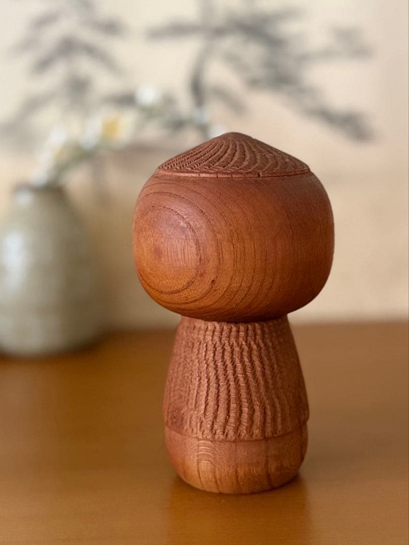 武田まさし「童心」創作こけし 13cm｜底面直筆サイン入り・無垢の美