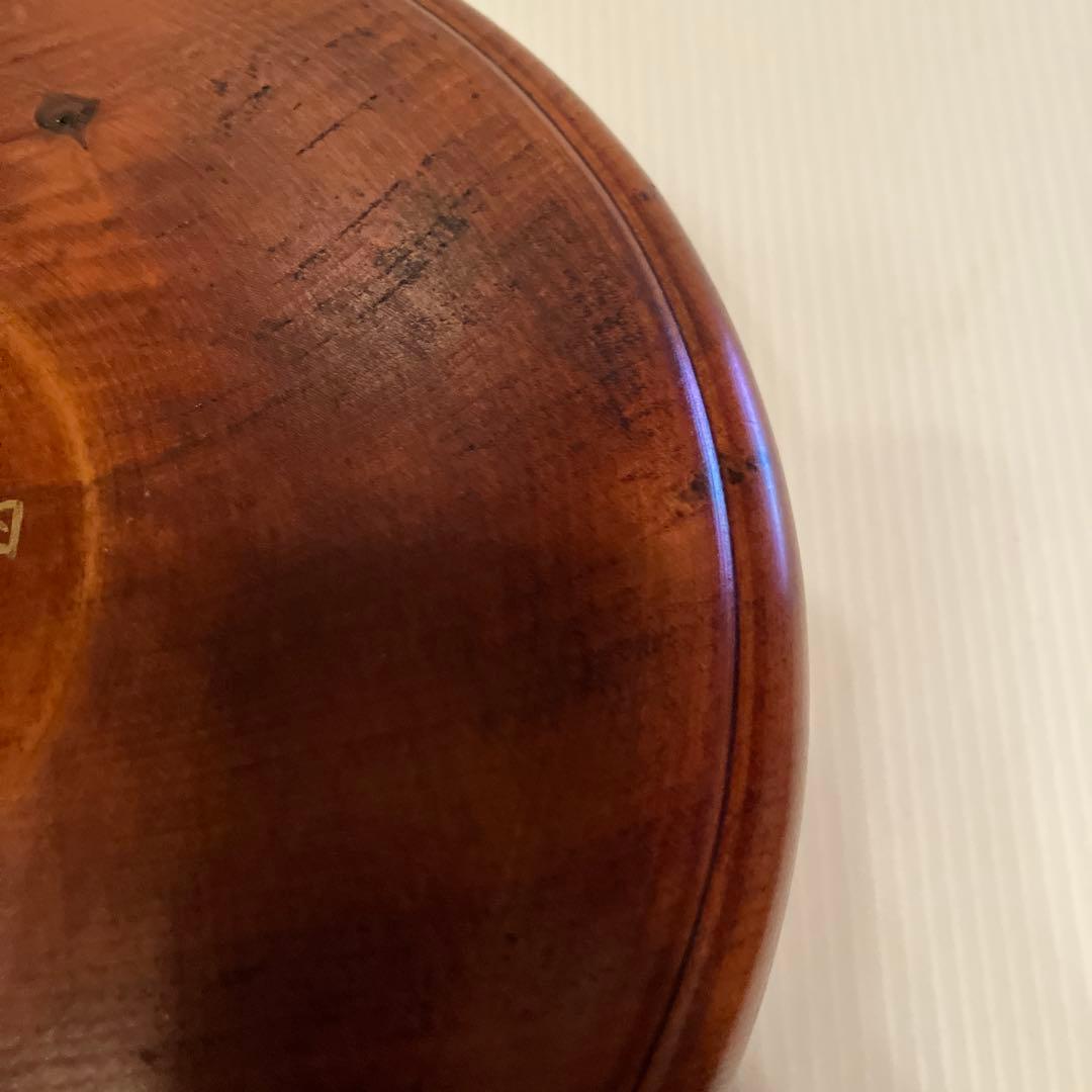 E-2 【創作木製漆器】木製盛鉢/サラダボウル 彫刻入り 共箱付き