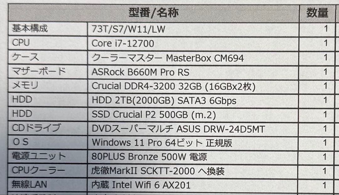 デスクトップPC Core i7 メモリ32GB