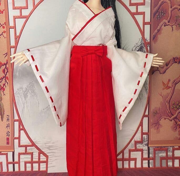 R04　BJD 1/3 ドール 衣装 和服 桔梗 巫女服 ハンドメイド