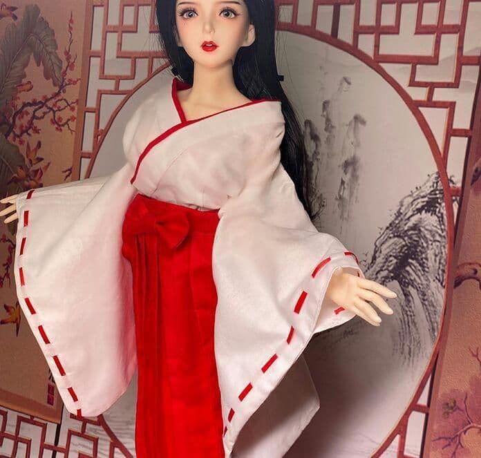 R04　BJD 1/3 ドール 衣装 和服 桔梗 巫女服 ハンドメイド