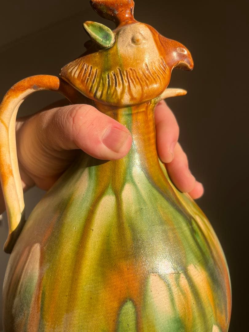 唐三彩鳳首執壺　陶芸　骨董品　古美術