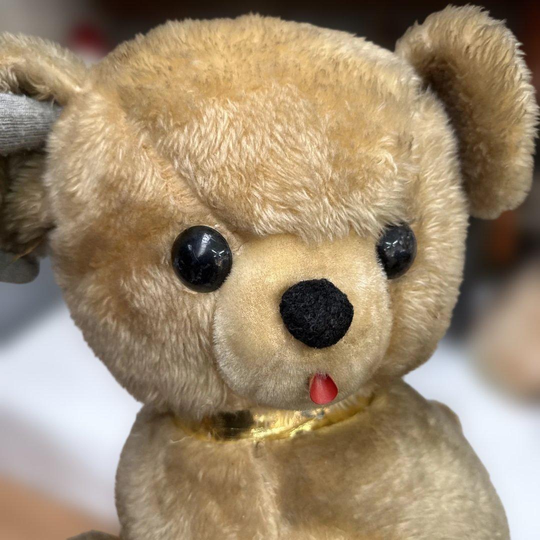 ベージュのぬいぐるみ 赤い舌付き 約50cm vintage