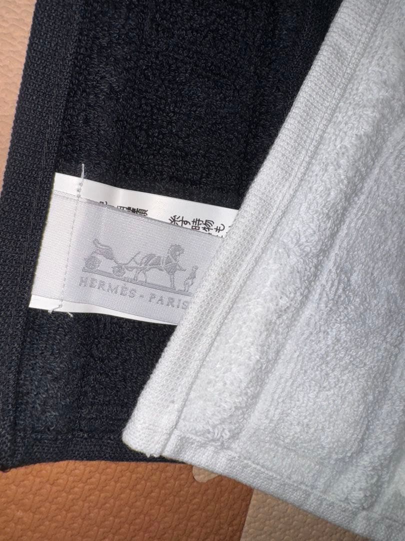 HERMES タオル 2枚セット ホワイト ブラック【開封未使用品】