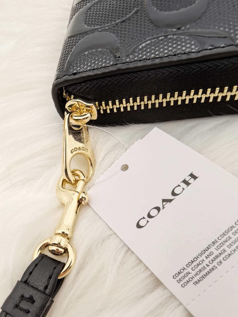COACH コーチ 長財布 エンボス ブラック