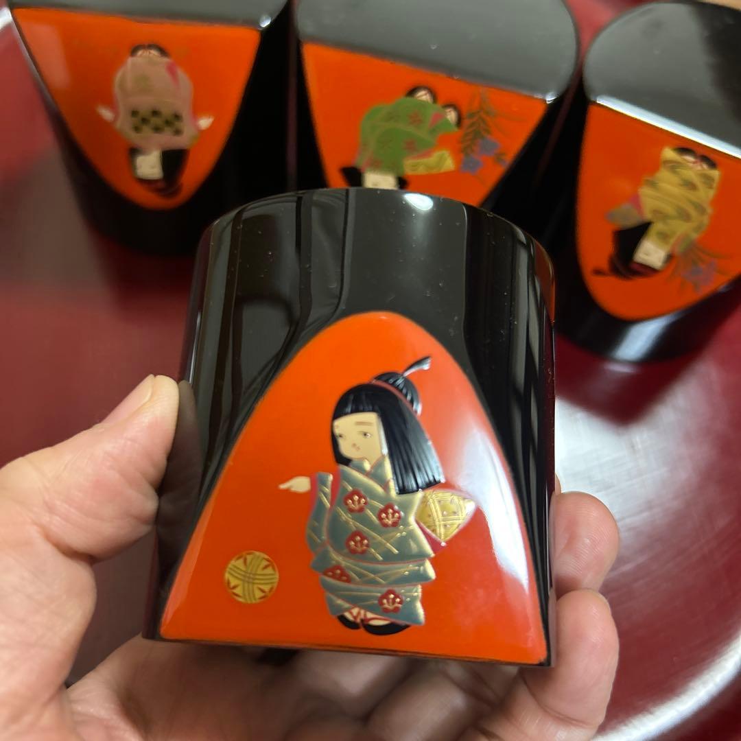 輪島塗　輪島漆器　摂田照彦　ぐい呑　童蒔絵　高級漆器　未使用希少品　希少　レア