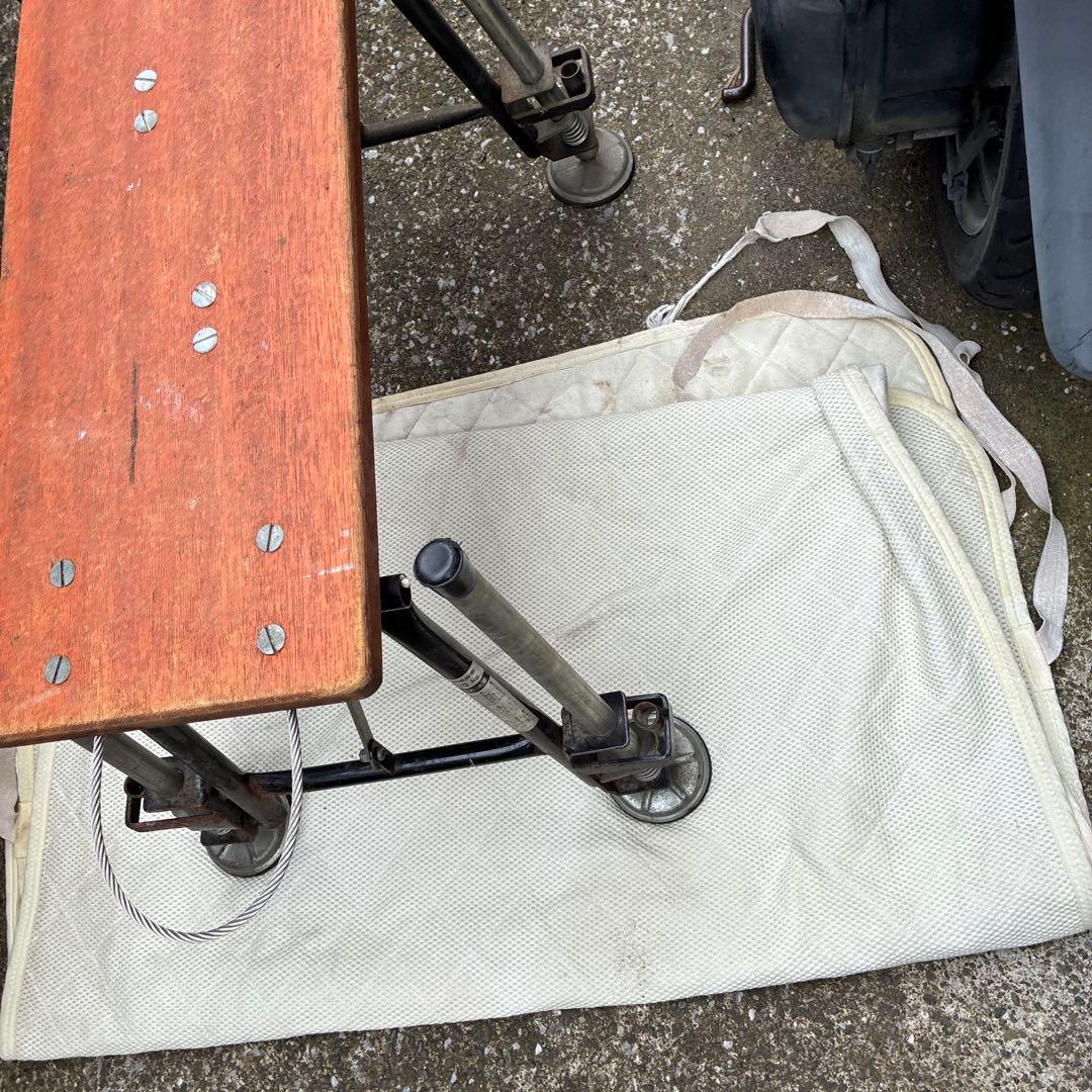 ❶小昭和レトロ台　ビンテージ建具　ヘラ台、馬、足長、立ち込み　伸縮　100kg