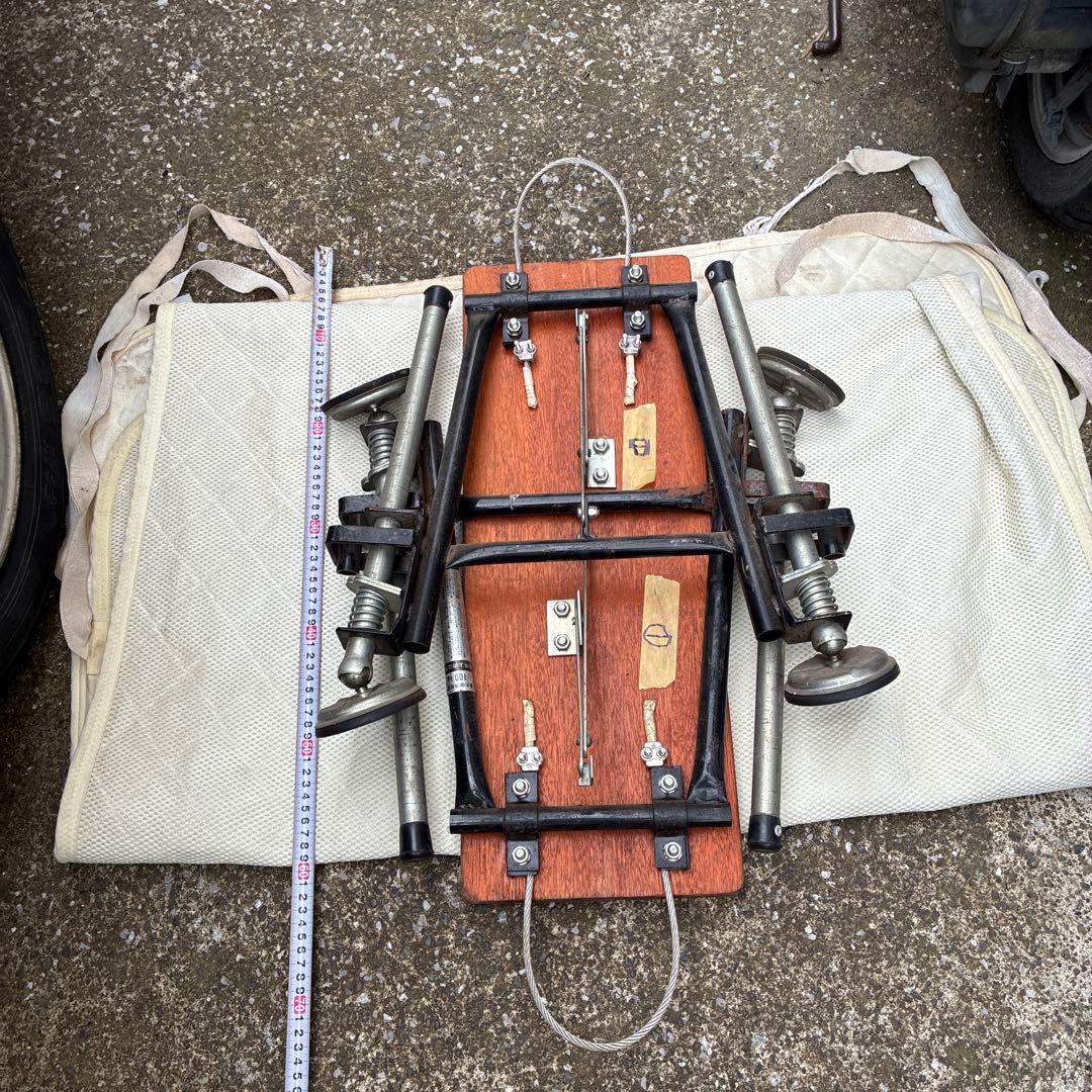 ❶小昭和レトロ台　ビンテージ建具　ヘラ台、馬、足長、立ち込み　伸縮　100kg