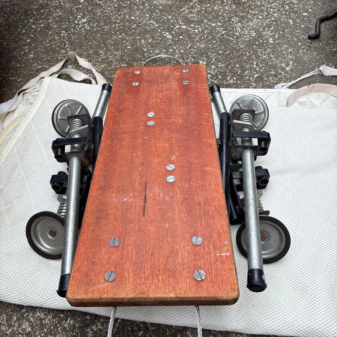 ❶小昭和レトロ台　ビンテージ建具　ヘラ台、馬、足長、立ち込み　伸縮　100kg