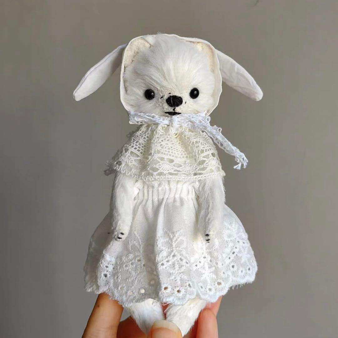 垂れ耳フードの白熊さん アーティストベア 海外作家様 ハンドメイド テディベア
