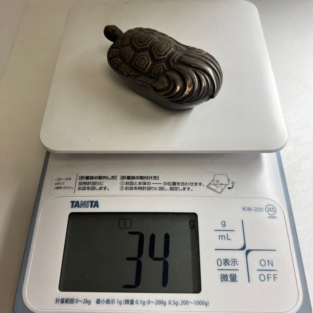 純銀刻印　亀ボンボニエール　34g 幅約8㎝　東Y8-0217☆2F