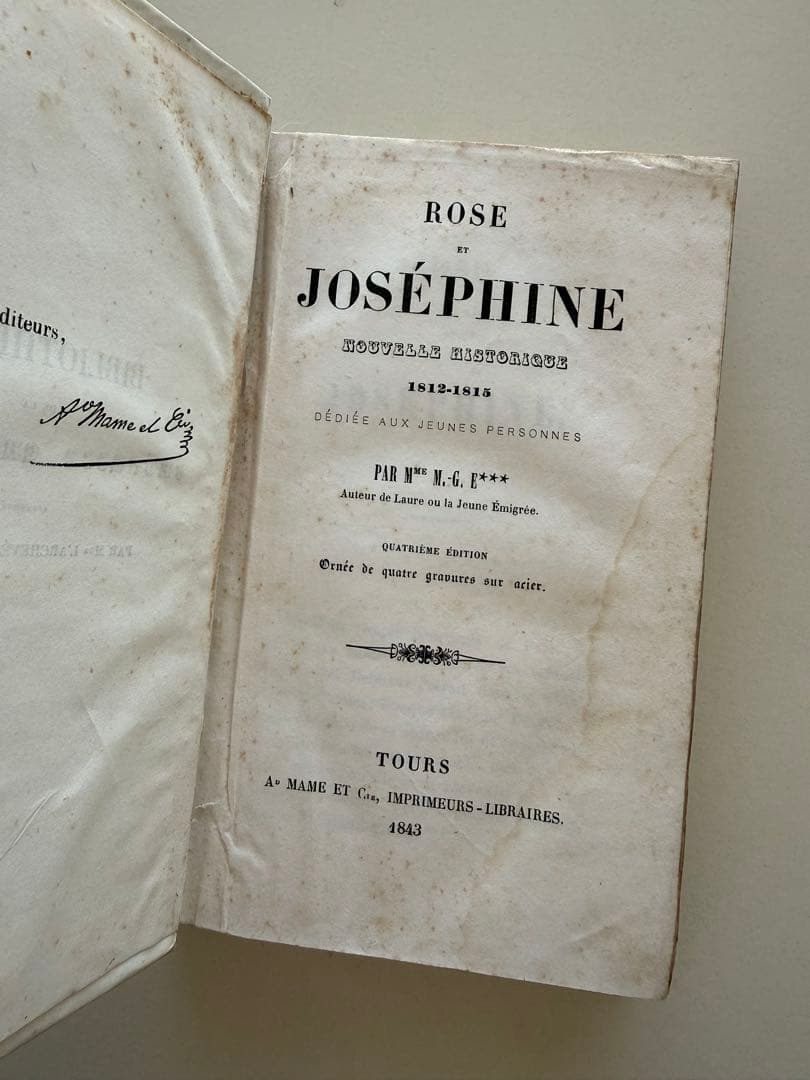 フランスアンティーク洋書ROSE ET JOSEPHINE 1843年出版古書