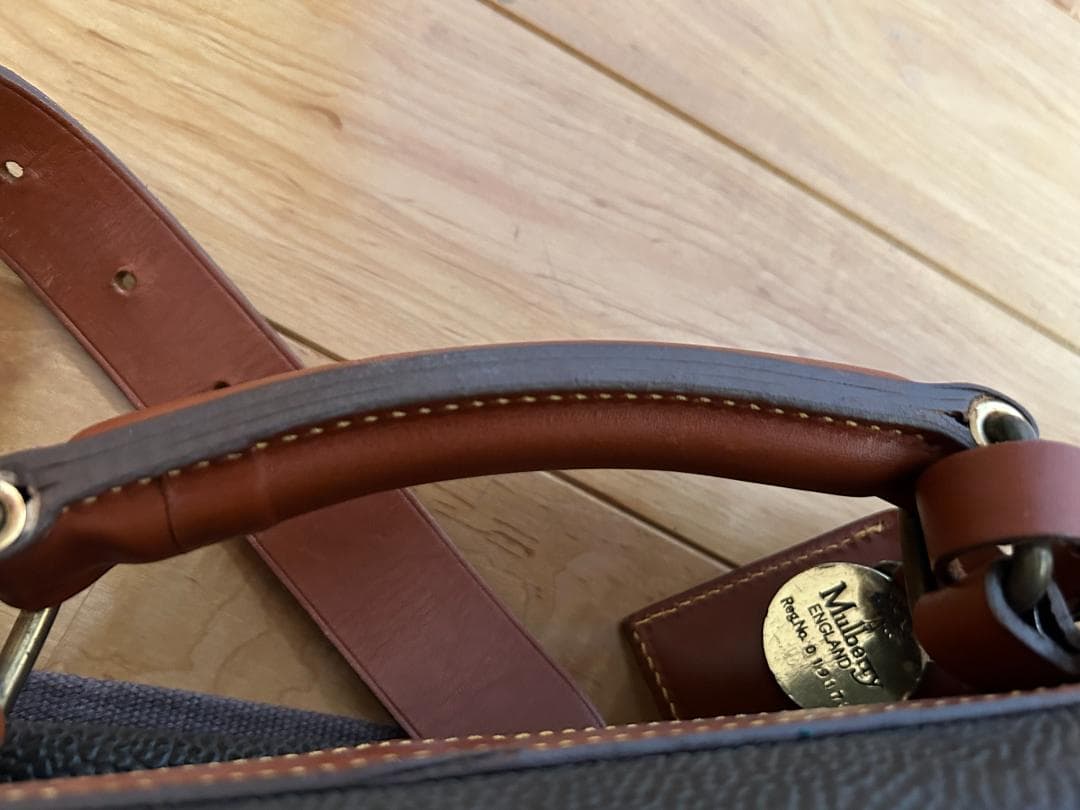 【値下げ】　Mulberryマルベリー　シボ革　レザー　トラベルバックイタリア製