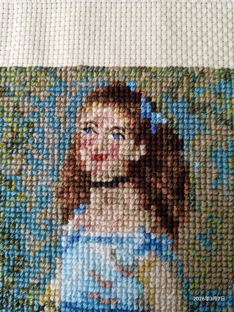 「踊り子」ルノワール作　クロスステッチ刺繍完成品