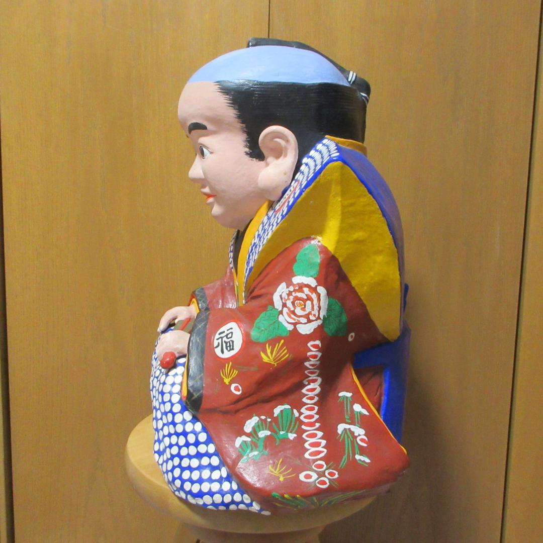時代物 特大 堤人形 福助 約45cm / 堤焼 土人形