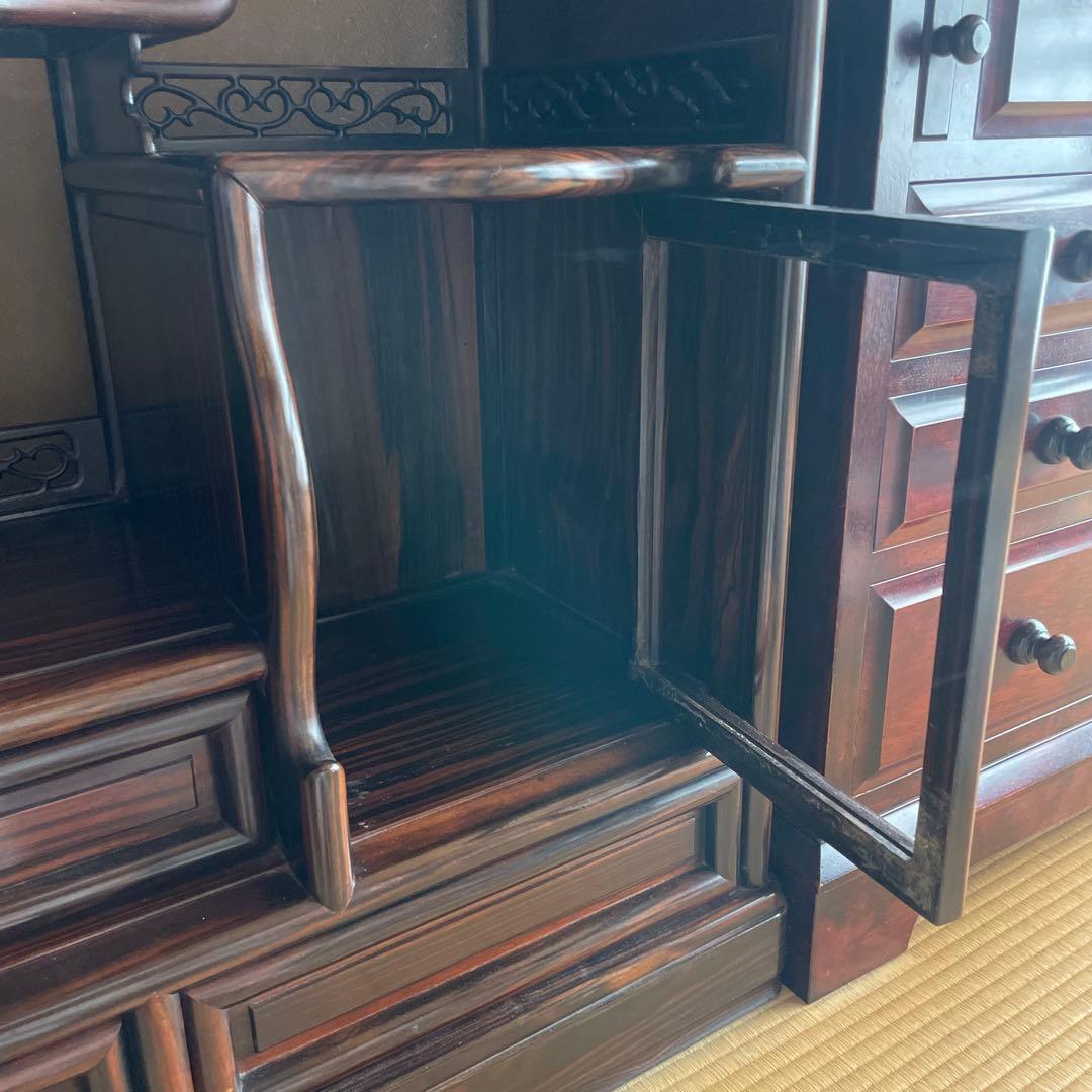 送料込！黒檀 紫壇 飾り棚 アンティーク レトロ 古道具 茶箪笥 茶棚