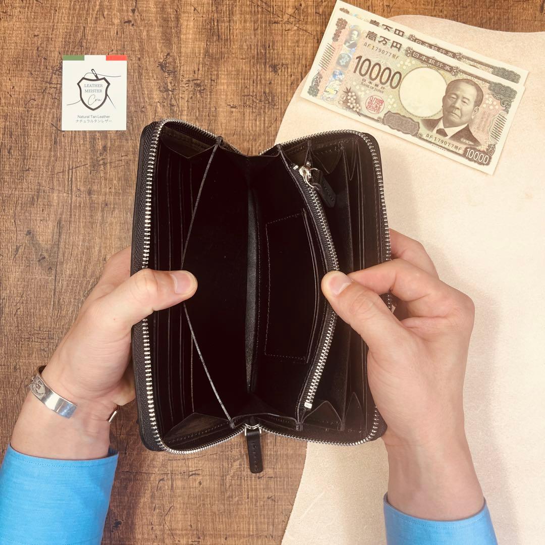 サドルレザー ラウンドファスナー メンズ財布 長財布 本革 ハンドメイド