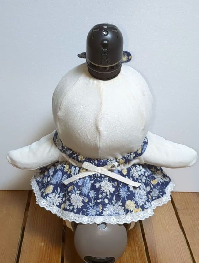 LOVOT＊ラボット服ハンドメイド＊お花のエプロンワンピースとリボン(紺)