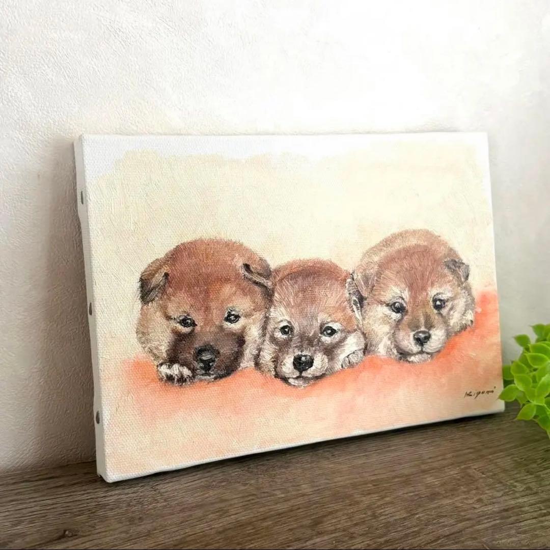 子犬の油彩画