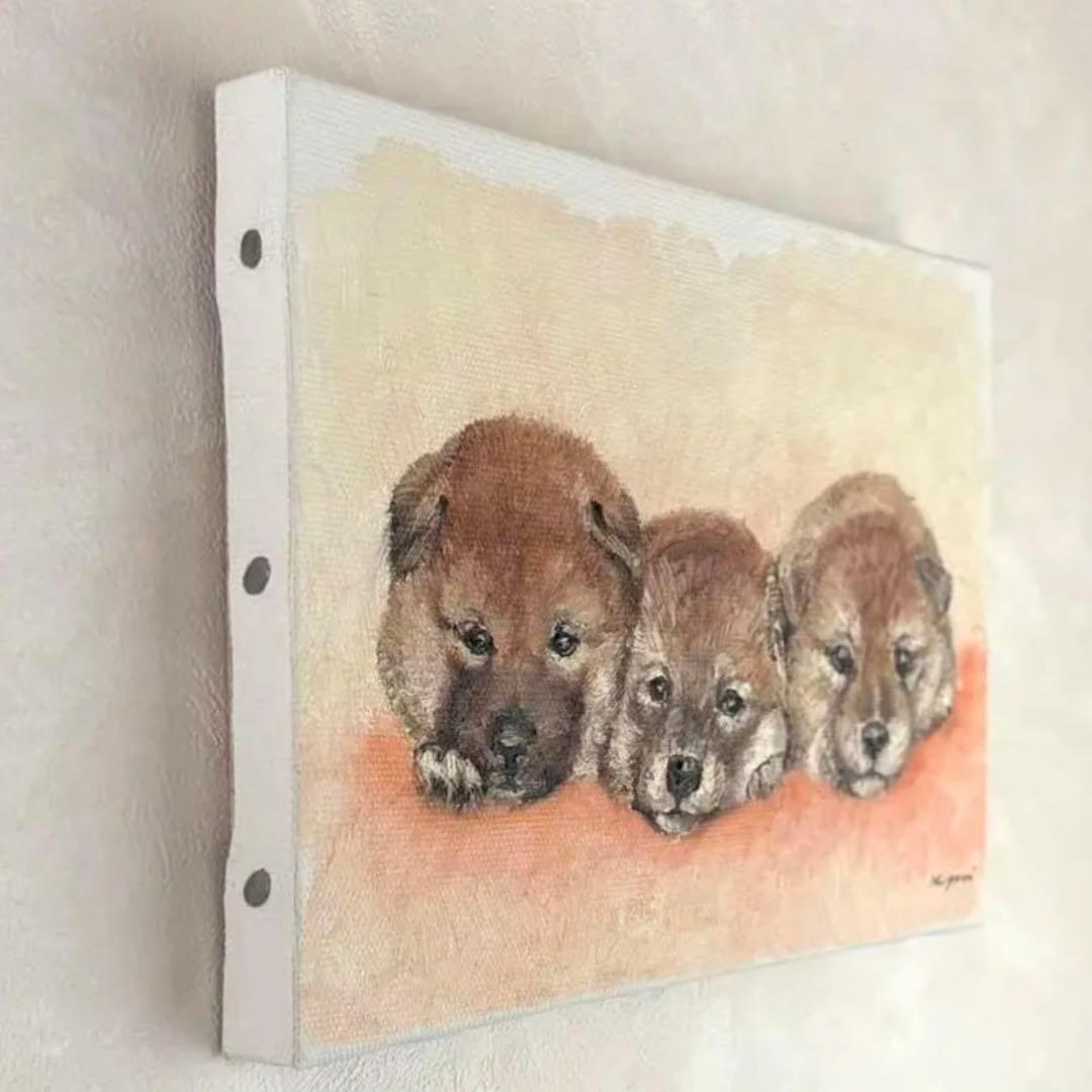 子犬の油彩画