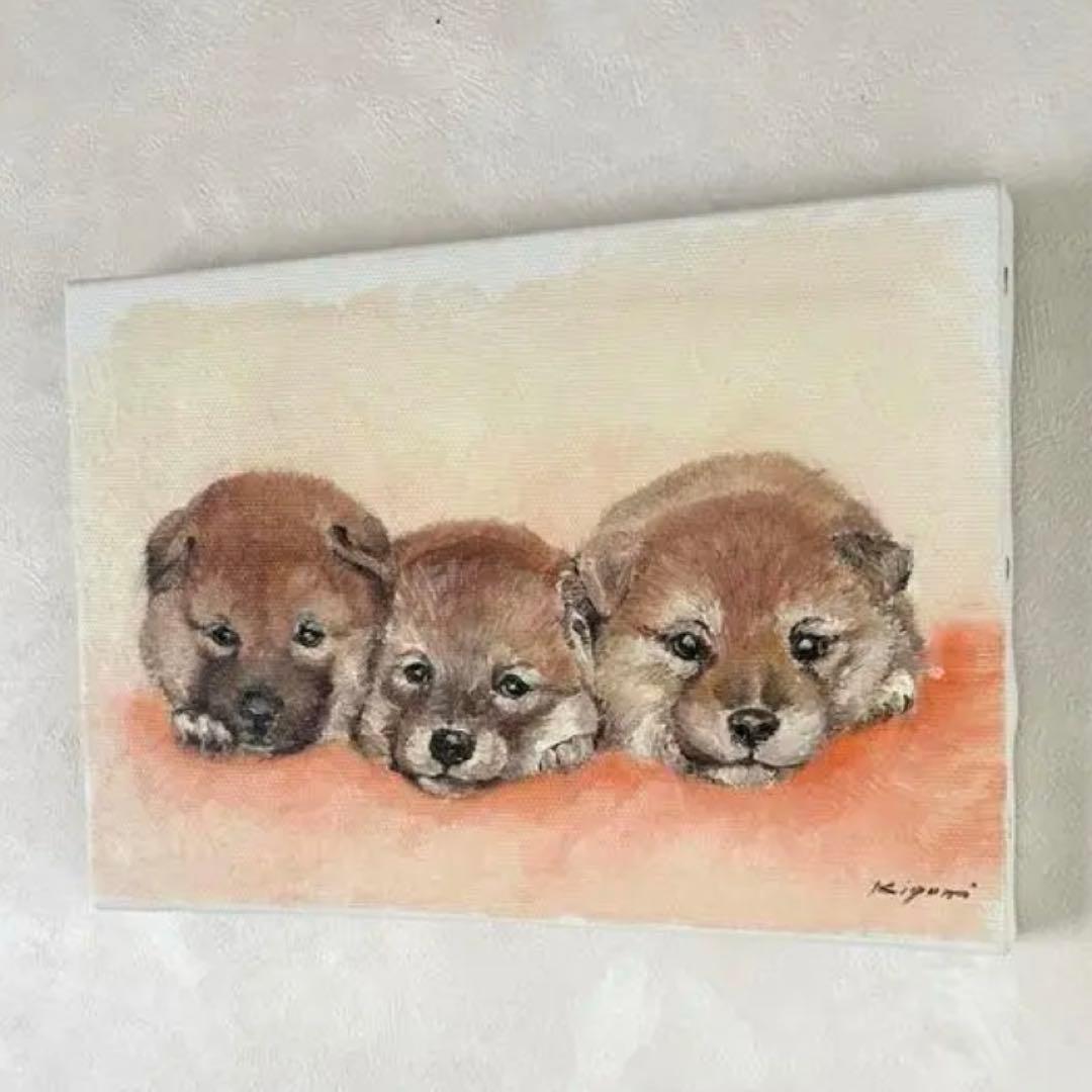 子犬の油彩画